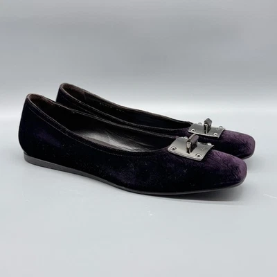 Donald J Pliner Zapatos Mujer 9.5 Púrpura Terciopelo Hecho en Italia Hebilla Plana Foto 1 de 4