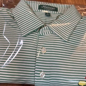 NEW MASTERS Men’s Small Green Stripe  Performance Polo Never Worn NWOT - Picture 1 of 13