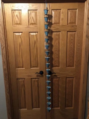 Blue Decorative Garden Tulip Metal Rain Chain 69" for Gutter Downspout - Image 1 of 4