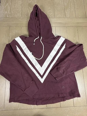 Tory Sport Sudadera con Capucha Mujer Pequeña Borgoña Blanca Chevron Pullover Sudadera Logo Foto 1 de 4