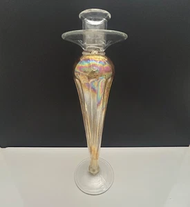 Salviati Murano Venetian Glass Italian Gold Iridescent And Clear Candleholder! - Picture 1 of 11
