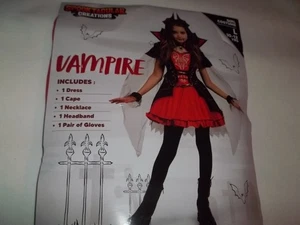 Tween Mädchen 10-12 Jahre Vampir Kostüm Kleid/Cape/Stirnband/Handschuhe/Halskette Set neu mit Etikett - Bild 1 von 3