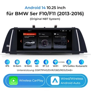 10.25" para BMW Serie 5 F10 F11 2013-2016 NBT Android14 Pantalla Radio Coche GPS BT 6+64G - Imagen 1 de 21