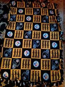 NFL Pittsburgh Steelers Wohndecke geknotet Fransen Plüsch ca. 52 x 80" FS - Bild 1 von 9