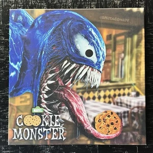 Arte en lienzo 20x20, Marvel Sesame Street MashUp, Cookie Monster Venom @SuperSpetta - Imagen 1 de 7