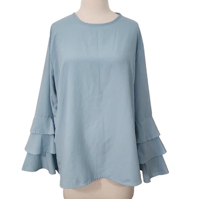 Zanzea Collection Shirt Top Tiered Bell Sleeve Lightweight Blue Womens Size 5XL - Image 1 of 4