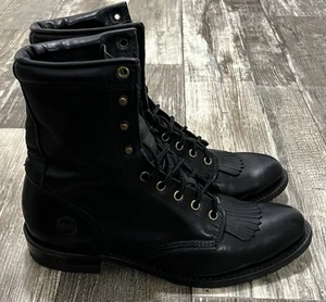 Double H Women's Black Leather Boots AG7 Ladies Lacer Western Boots 10 W - Picture 1 of 11