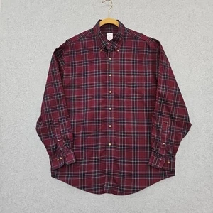 Camisa Brooks Brothers 346 abotonada talla L roja tartán a cuadros sarga abotonada - Imagen 1 de 9