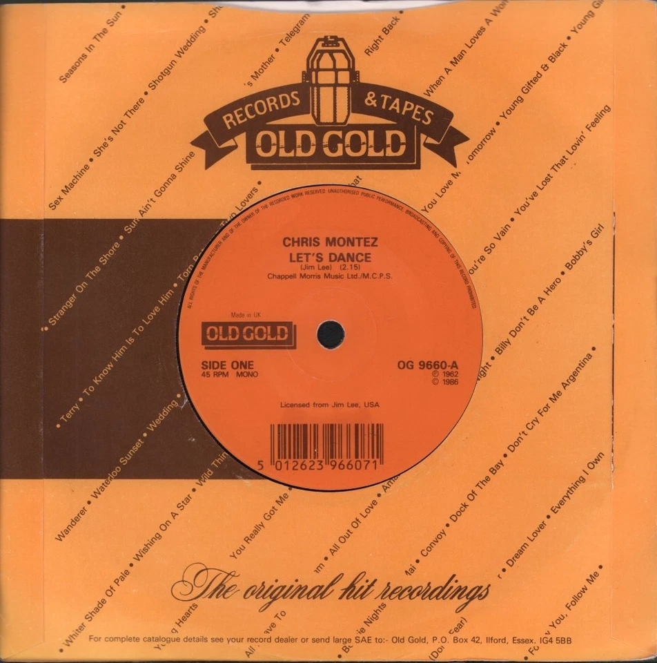 Chris Montez Let's Dance 7" vinyl UK Old Gold 1986 in company sleeve - writing - Image 1 of 3
