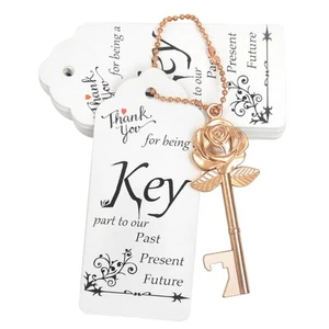 100 Sets Rose Flower Shaped Keys Wedding Favors Gift for Guest Bulk Skeleton ... - Picture 1 of 8