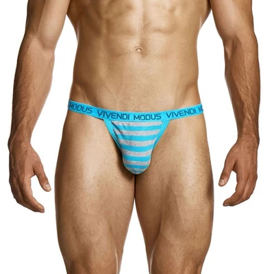 Modus Vivendi 80s Thong mens underwear male string cotton stripes eco friendly - Image 1 of 4