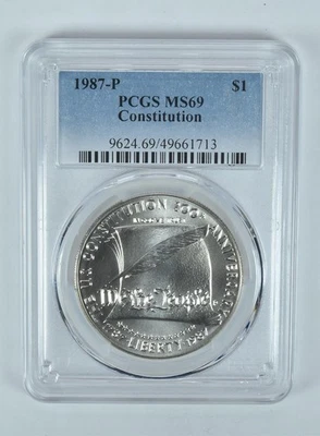 1987-P Constitution Commemorative Dollar MS69 PCGS Blue Label - Image 1 of 4