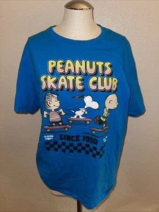Peanuts Snoopy Shirt Adult Large Blue Peanuts Skate Club Tee Comic Cartoon - Rad - Picture 1 of 5