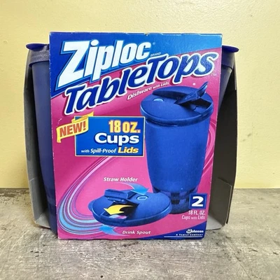 Tampas à prova de derramamento de copos Ziploc TableTops 18 oz bico de bebida e suporte de palha - Imagem 1 de 4