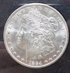 1884-CC GSA Hoard Morgan Silver Dollar, NGC Brilliant Uncirculated - Picture 1 of 4