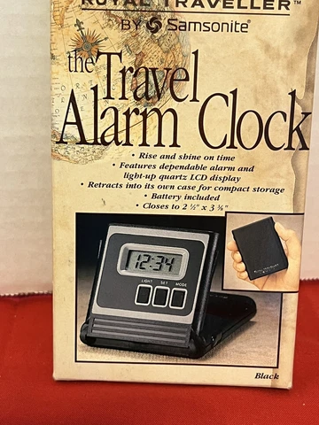 Samsonite LCD Display Compact Folding Travel Alarm Clock Retractable 1995 Cover