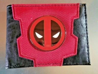 Deadpool Mixed Material/Faux Leather Bifold Wallet Polymeric Logo ! - Изображение 1 из 3