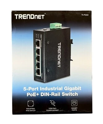 TRENDnet TI-PG50 5-Port Industrial Gigabit PoE+ DIN-Rail Switch - Image 1 of 4