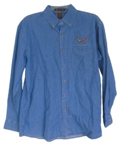 Harriton Herren Corvette Collection Button Down Denim Langarm Hemd Gr. L Blau - Bild 1 von 5