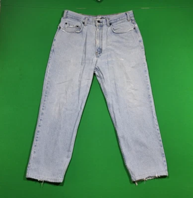 VTG Gap Jeans Mens 35x28 Baggy Relaxed Fit Light Wash Distressed Light USA Made - Image 1 of 4