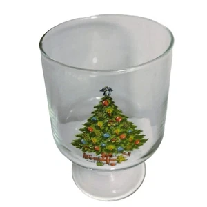 A Sabin Clear Christmas Tree Candy Dish Goblet vase Candle Holder 6 inch Signed - Picture 1 of 5