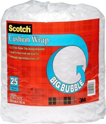 Scotch Big Bubble Cushion Wrap, 12 in x 25 ft., 1 Roll/Pack - Image 1 of 4