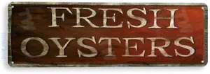 Frische Austern Meeresfrüchte Krabbenhütte Küche rustikales Dekor Blechschild B349 - Bild 1 von 3