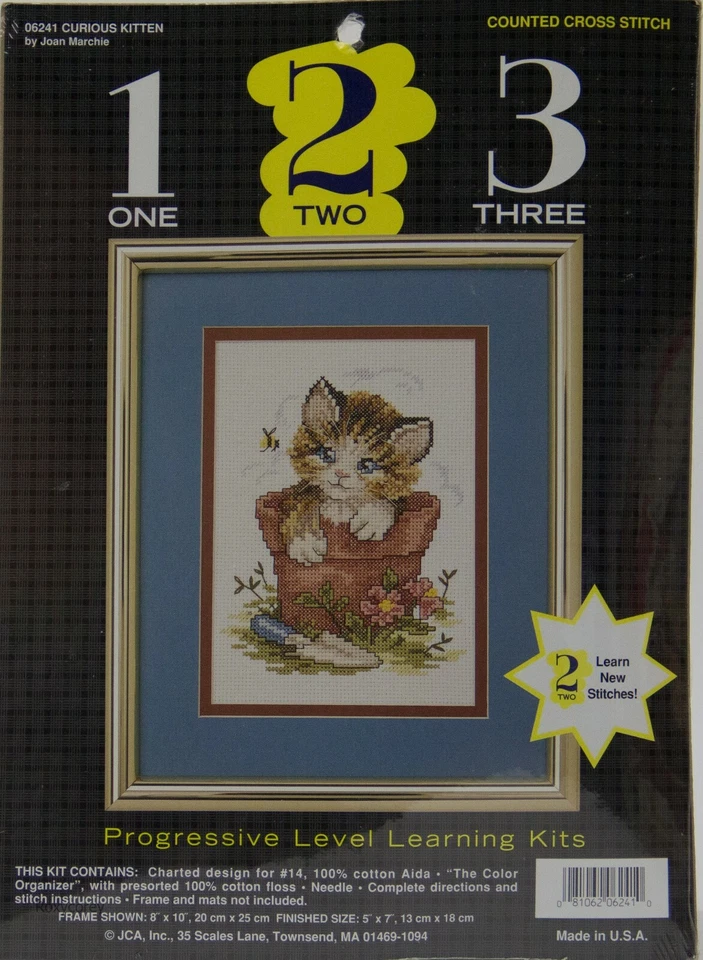 Progressive Level 2 Learning Kits Curious Kitten Cross Stitch Joan Marchie