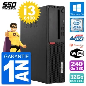 PC Lenovo Thinkcentre M910s SFF Intel i3-6100 RAM 32Go SSD 240Go Windows 10 Wifi - Imagen 1 de 7