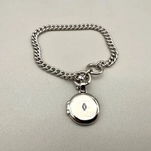 Vera Bradley Bracelet Womens Silver Tone Locket Charm Rhinestone Accent 7 Inch - Picture 1 of 14