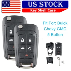 2 Replacement Flip Remote Key Fob Shell Case 5 Button For Chevrolet Buick GMC US - Picture 1 of 9
