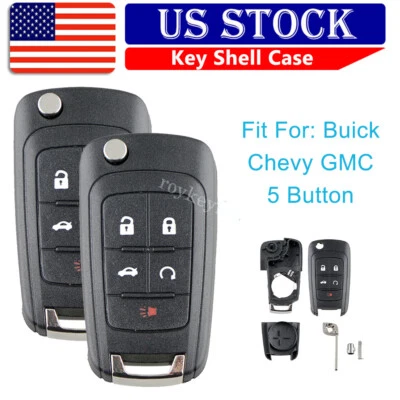 2 Repuestos Abatible Control Remoto Llavero Carcasa Estuche 5 Botones Para Chevrolet Buick GMC EE. UU. Foto 1 de 4