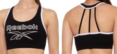 Reebok Women's Burst Racerback Sports Bra Black/White Size Small NEW! - Image 1 of 4