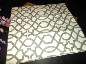 18 X 18 GRAY & WHITE EMBROIDERED GEOMETRIC TRELLIS PILLOW COVER ~ New #M17 - Picture 1 of 5