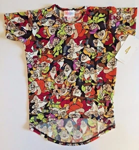 NWT LuLaRoe Disney Kids' GRACIE TEE Size 4 SEVEN DWARFS Black UNISEX UNICORN  - Picture 1 of 3
