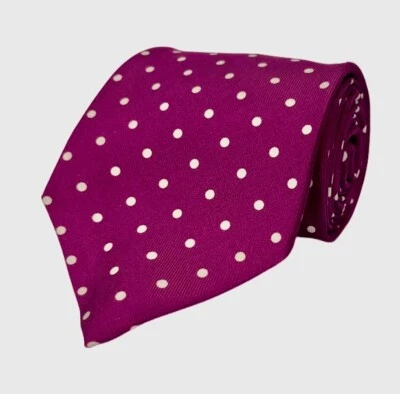 Галстук Cesare Attolini 100% шелк розовый белый точечный принт C2 - Изображение 1 из 2