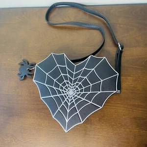 Mad Engine Spiderweb Heart Backpack Purse Goth Halloween TikTok Punk Gothic Web - Picture 1 of 9