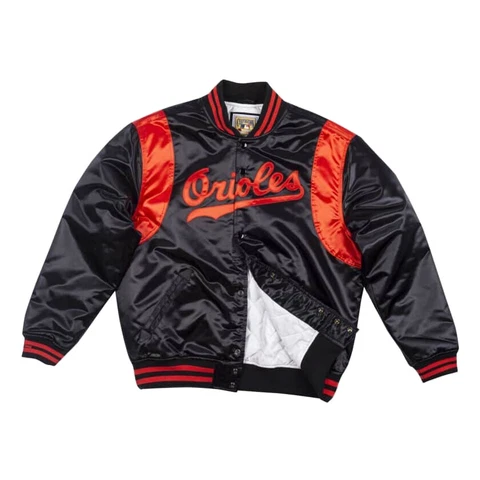 Men's Mitchell & Ness Black MLB Baltimore Orioles 1970 Satin Jacket Cover