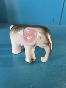 Vintage Porcelain Gray Elephant w/ Pink Ears Figurine 2" Tall - Picture 1 of 6