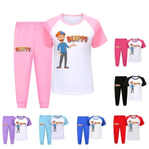 2024 Blippi Men's and Women's Cotton Pajama Set Home Clothes Short Sleeve Set - Picture 1 of 31
