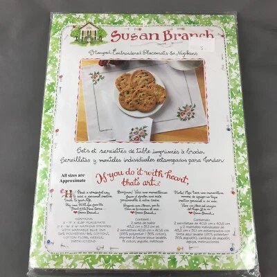 Nuevo kit de manteles y servilletas bordados estampados Bucilla Susan Branch #42946 Foto 1 de 4