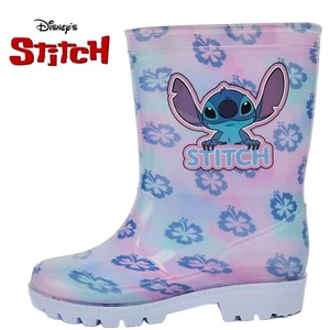 DISNEY STITCH WELLIES GIRLS PINK WATERPROOF RUBBER WELLINGTON BOOTS UK SIZE 6-12 - Picture 1 of 4