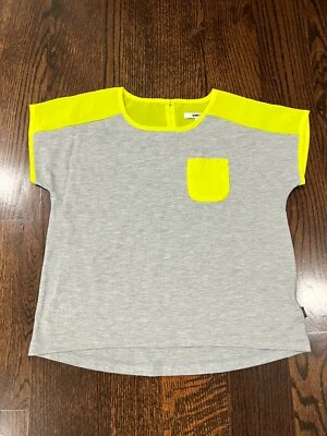 Girls Kids DKNY Gray & See Through Neon T-Shirt Size Large L 10 - Image 1 of 4