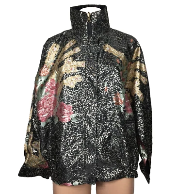 Chaqueta cortavientos reversible Hip Hop vintage GDT TOO metálica floral neón años 90 OS Foto 1 de 4