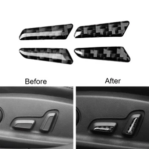 For Audi A4 B9 2017-2019 Carbon Fiber Seat Adjust Button Decorative Cover Trim - Picture 1 of 15
