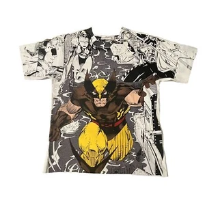 Camisa Marvel Vintage X Hombres Wolverine Para Hombres Mediana Blanca AOP Cómic de Puntada Única - Imagen 1 de 13