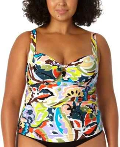 Anne Cole L78609 Multi Twisted Printed Tankini Swim Top Size 16W - Picture 1 of 4