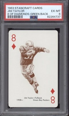 1963 Stancraft Football Cards - Earl Lambeau - 6 of Spades - Green Back PSA 6 - Image 1 of 2