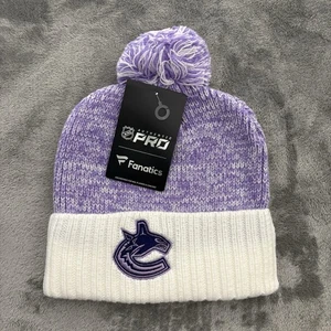 Fanatics Vancouver Canucks Hockey Fights Cancer Beanie Hat Cap Pom Cuffed NWT - Picture 1 of 3