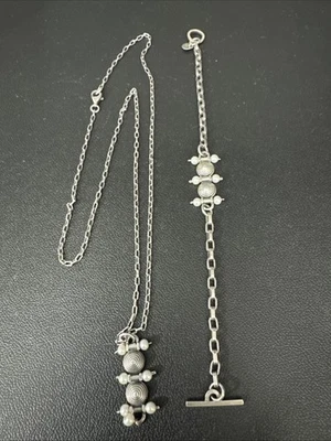 Allison Stern Vintage Sterling Silver 925 Pearl Link Bracelet & Necklace Set 24” - Image 1 of 4